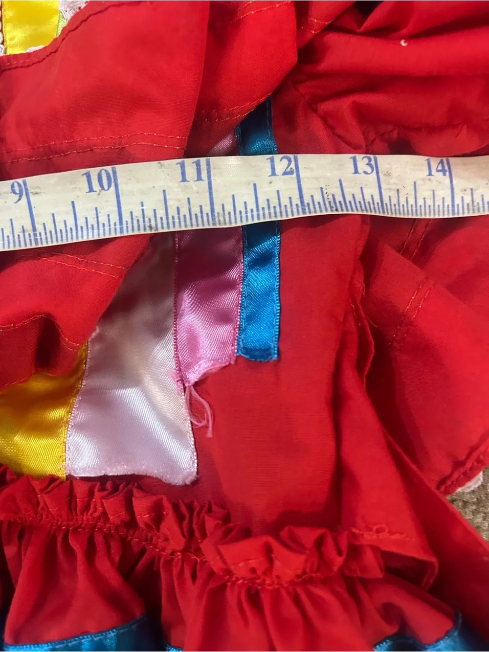 Girls' Red Traditional Jalisco Dress with Multicolor Trim